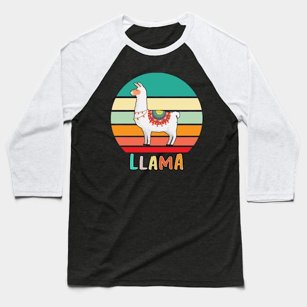 Vintage Retro Llama Baseball T-Shirt by adrinalanmaji